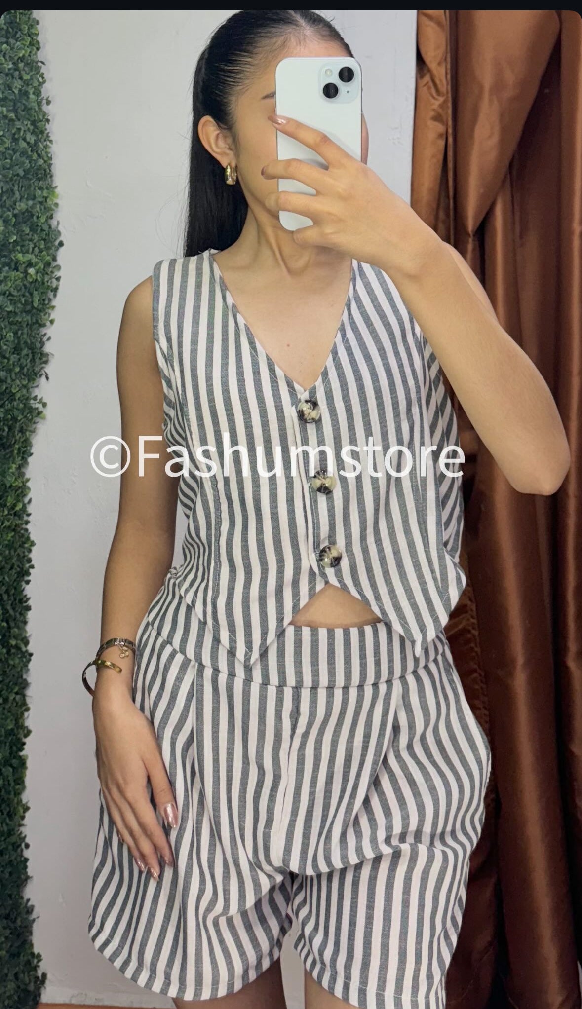 Conjunto rayado short y chaleco