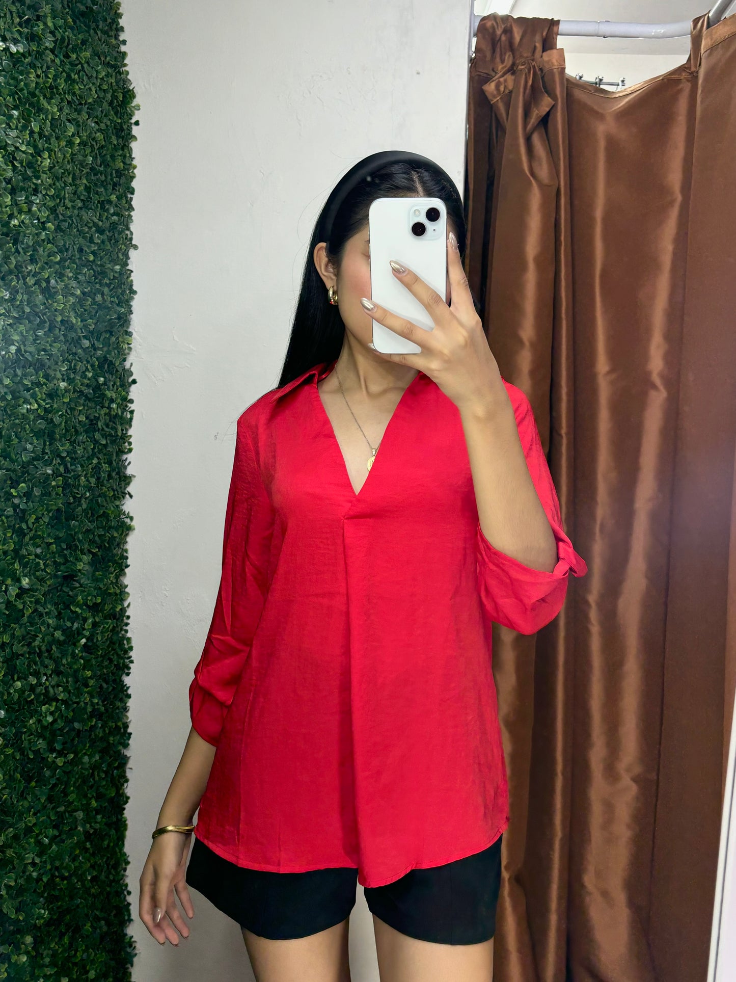 Blusa roja larga talla S