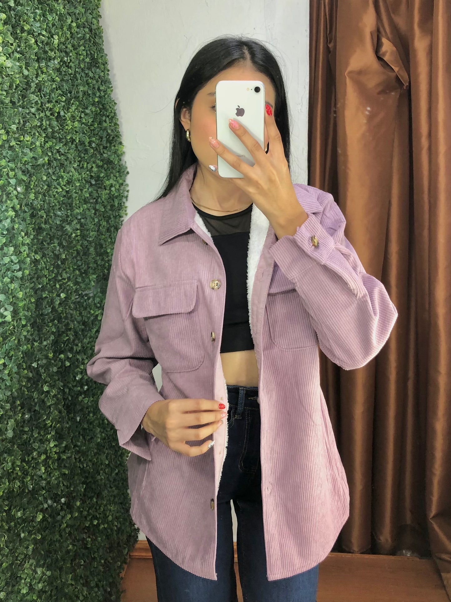 Camisa afelpada con botones