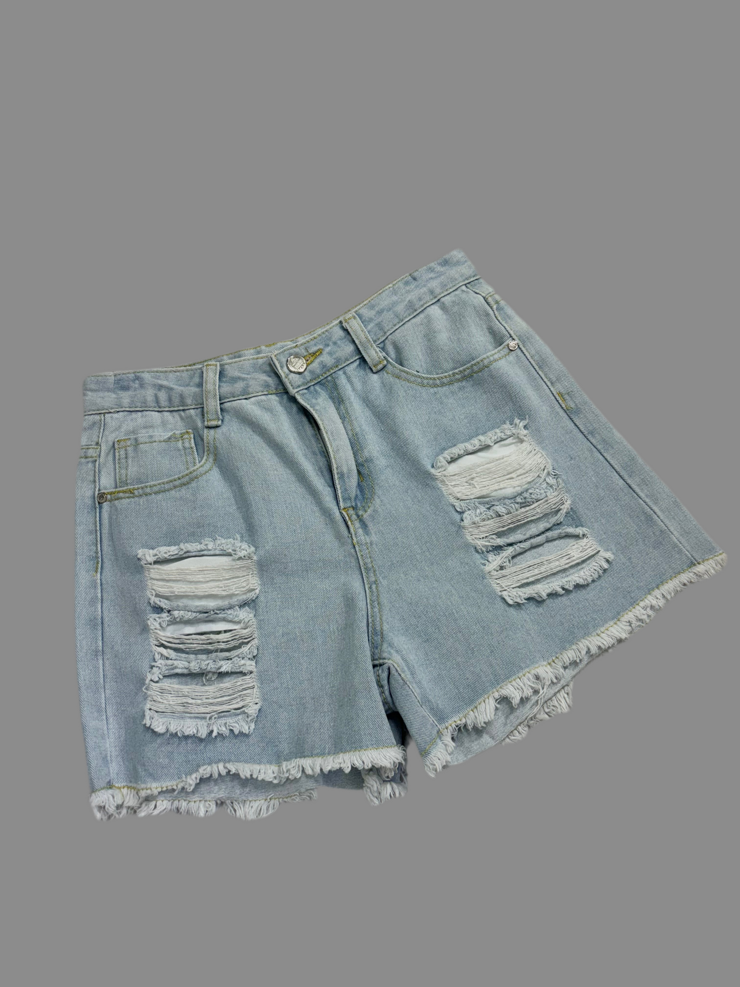 Short celeste rasgado talla 7