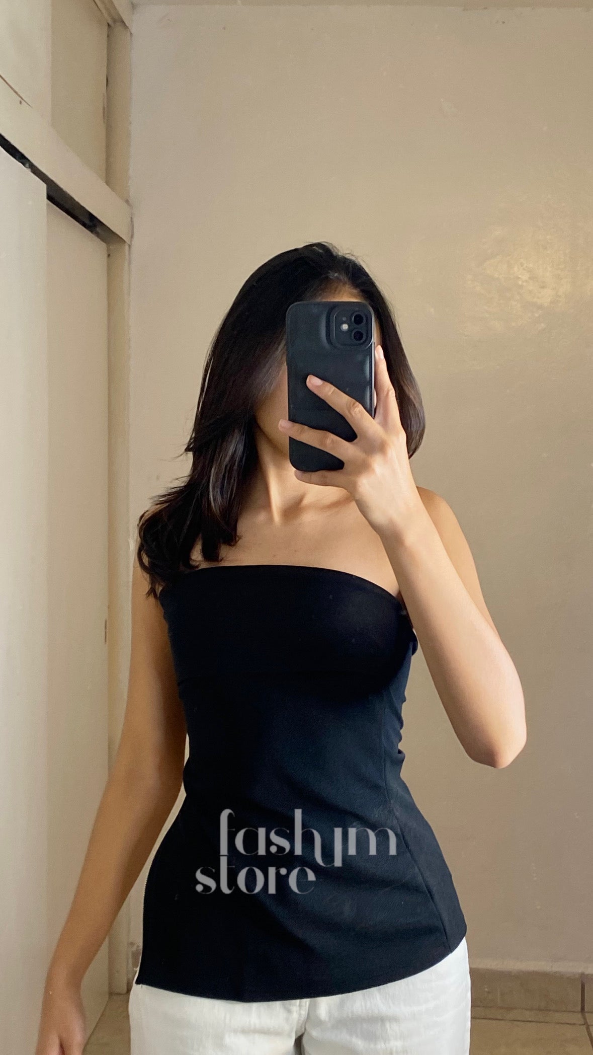 Top strapless con cierre