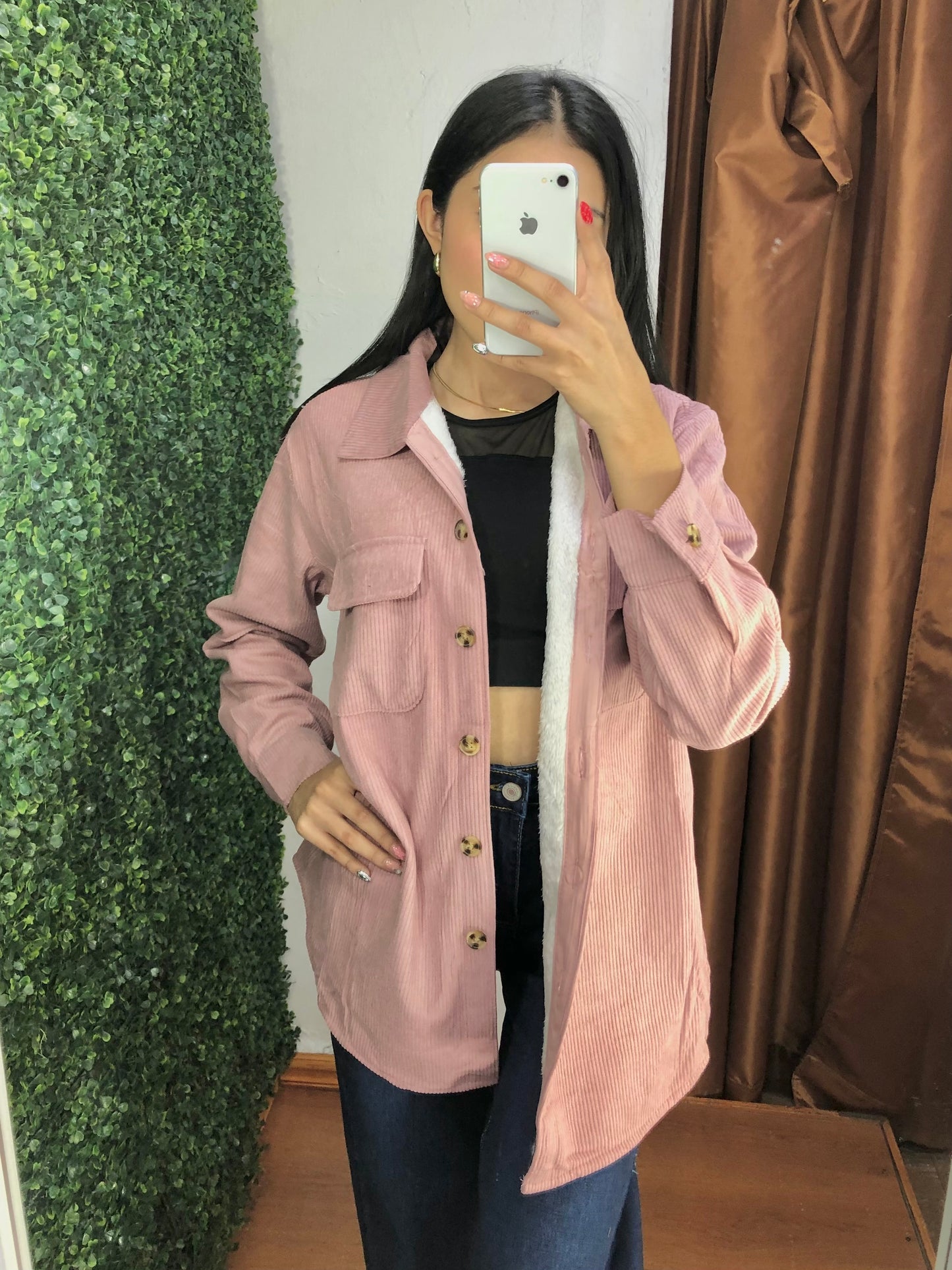 Camisa afelpada con botones
