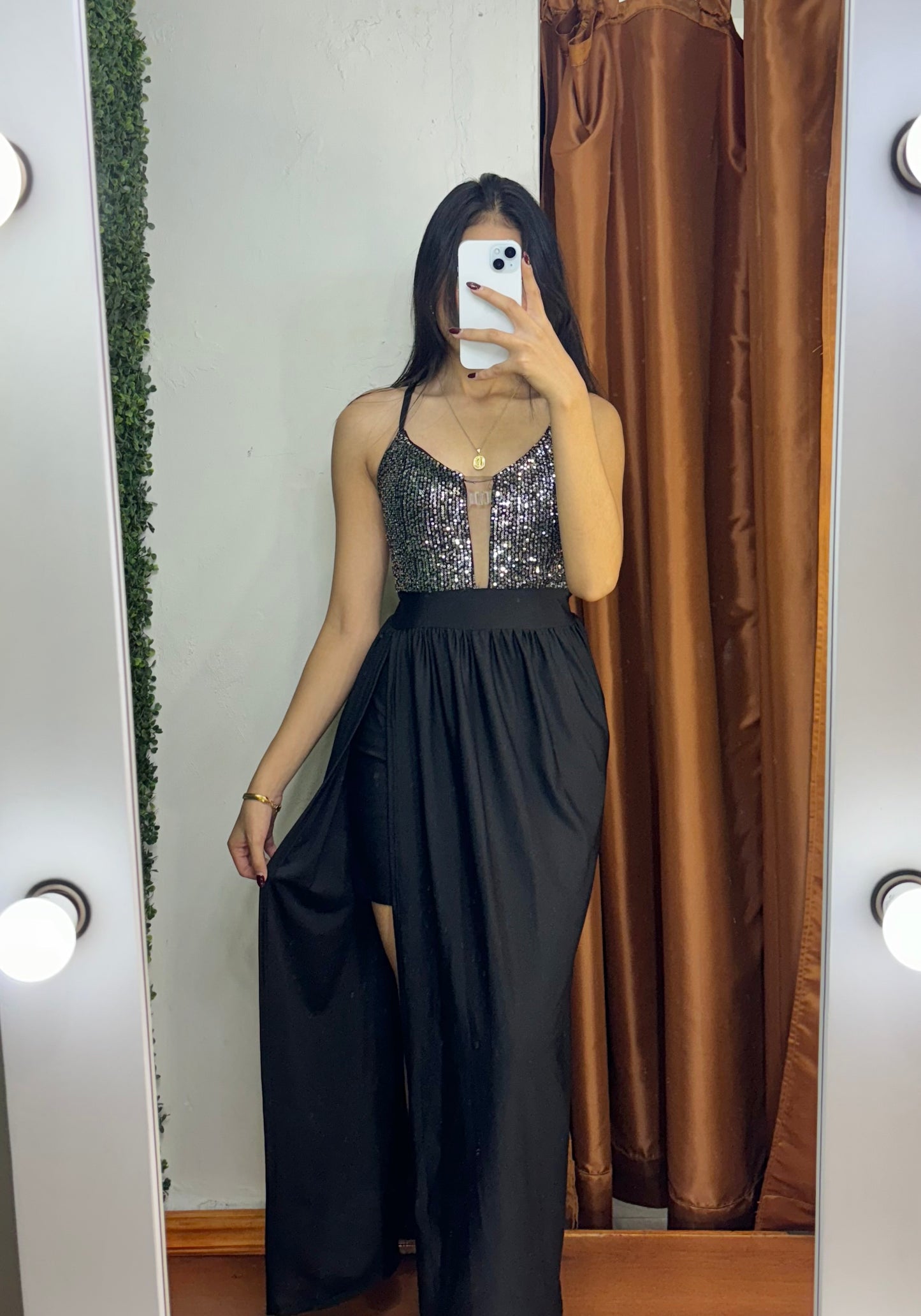 Vestido largo con lentejuelas