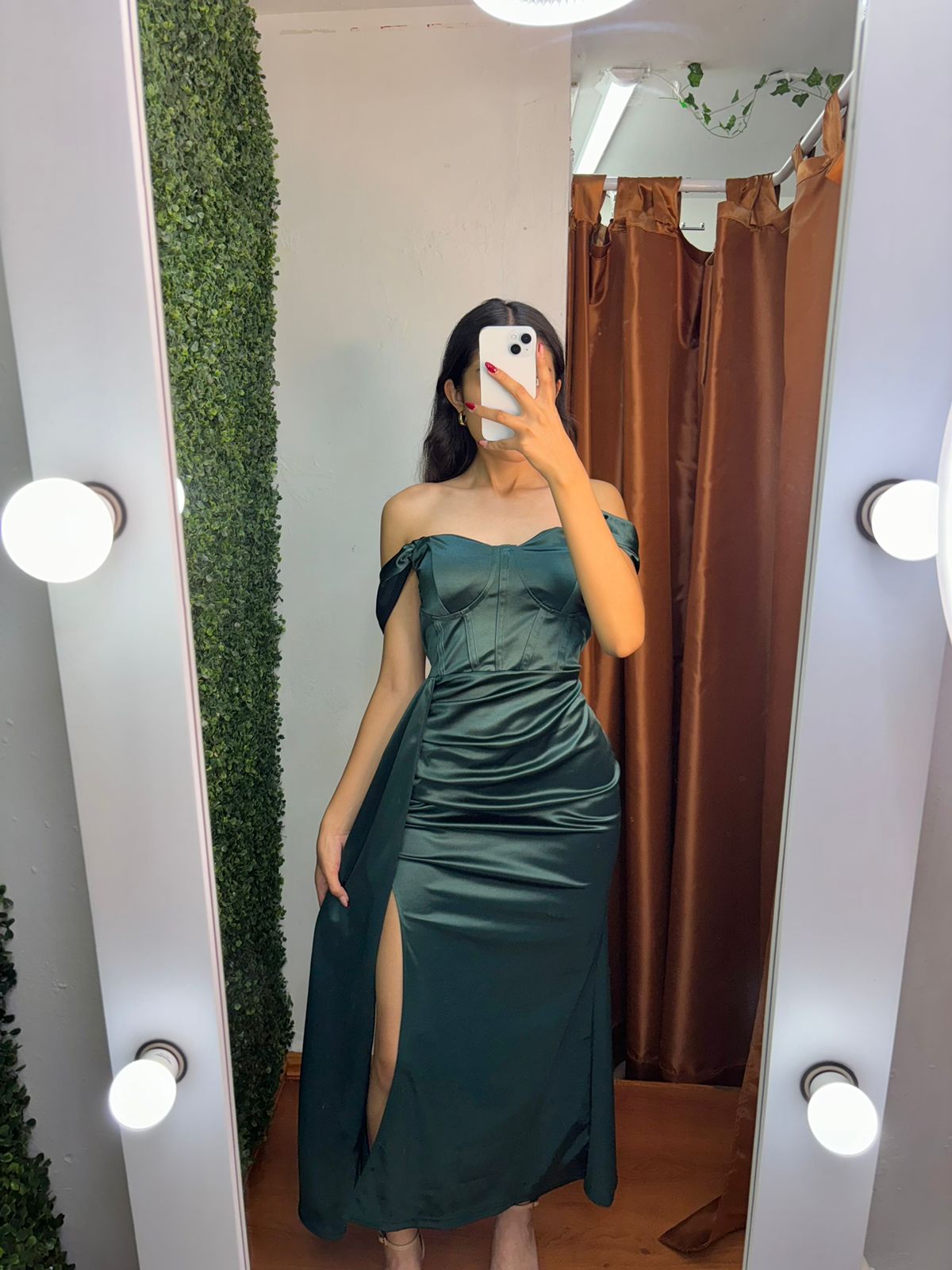 Vestido Largo Satin con Abertura en la Pierna S/M