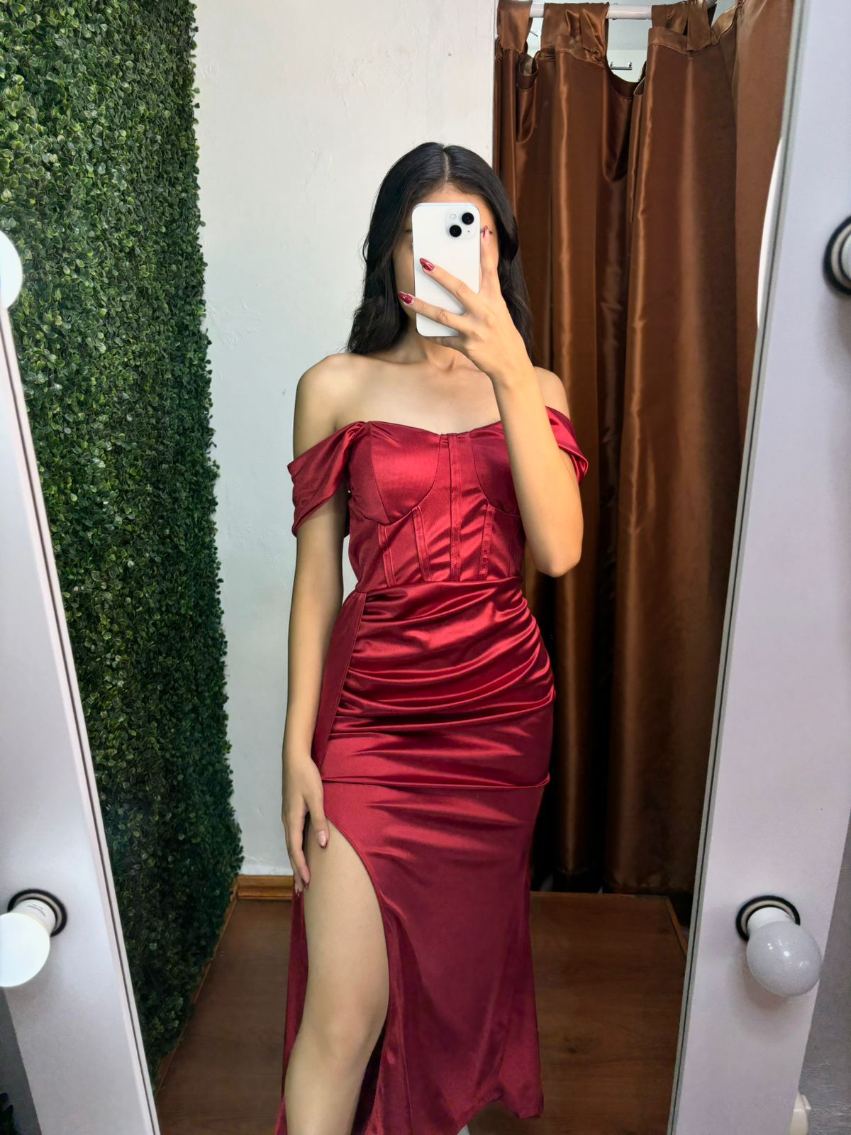 Vestido Largo Satin con Abertura en la Pierna S/M