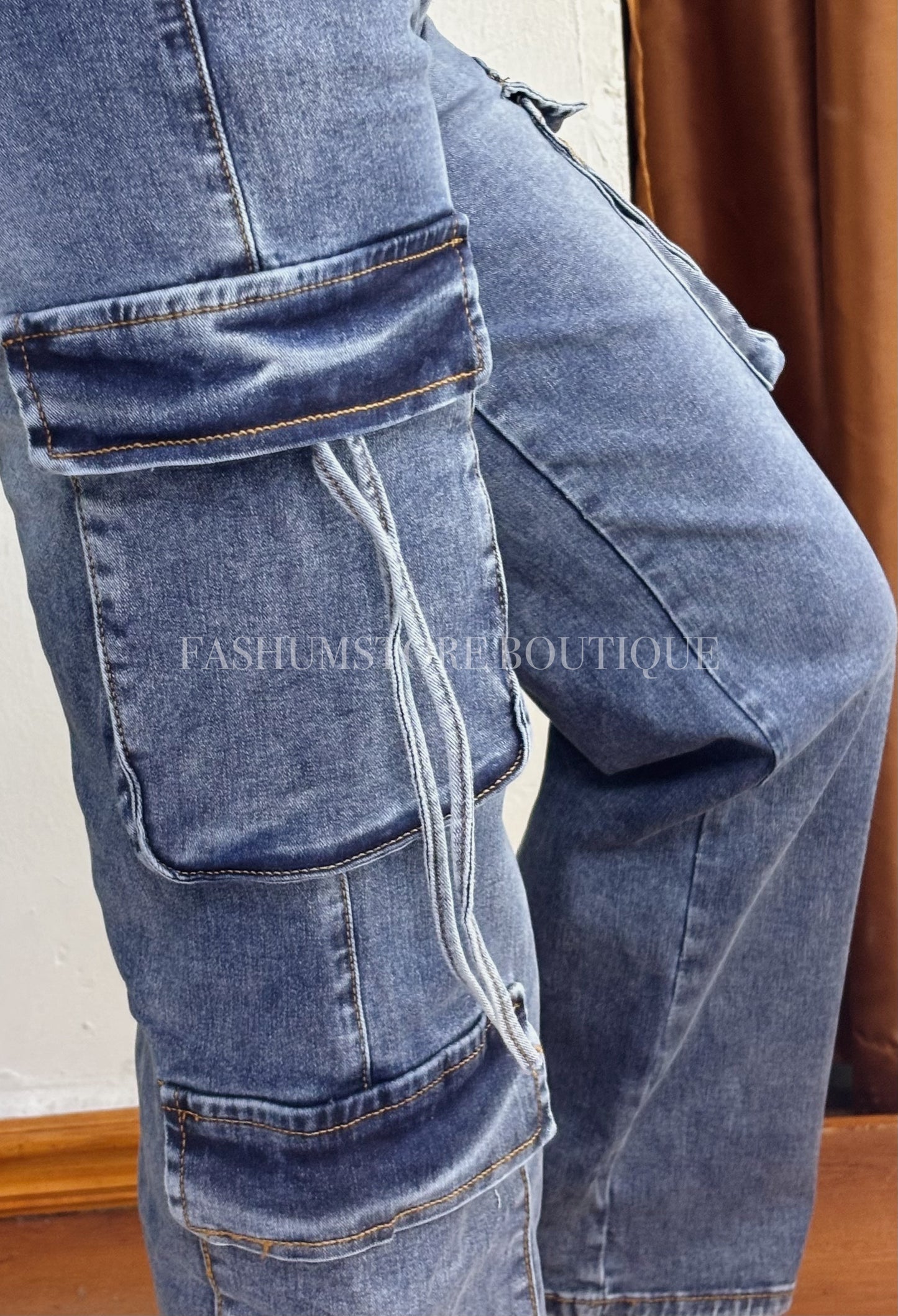 Pantalon cargo mezclilla deslavado talla 5