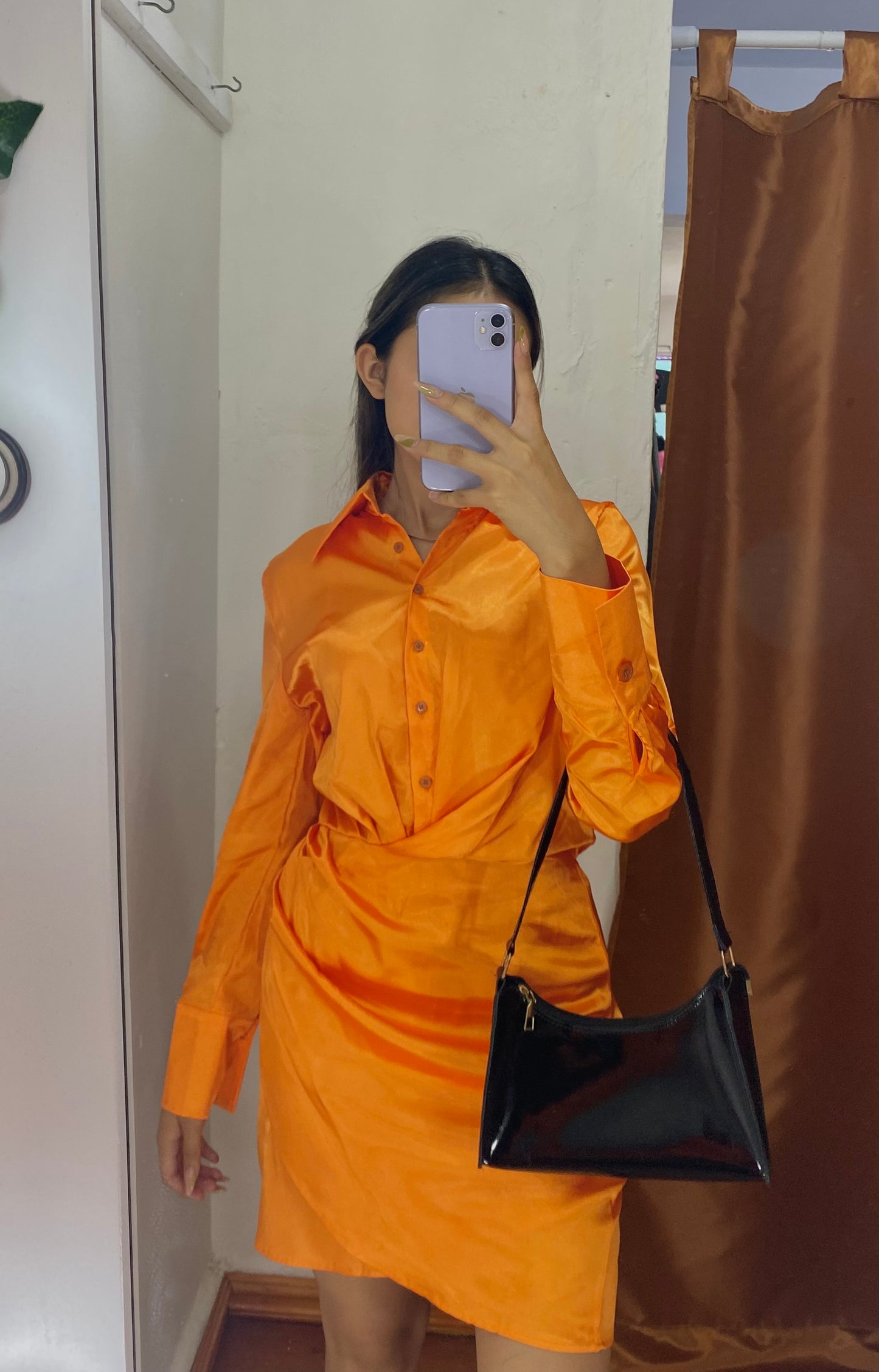 Vestido naranja manga larga