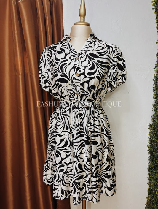 Vestido marmoleado negro y blanco talla XL