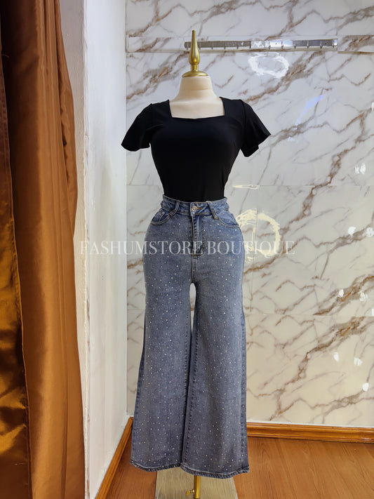 Pantalón brilloso wide leg