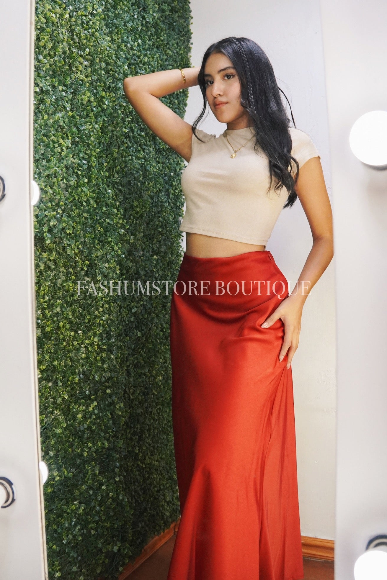 Falda larga satin