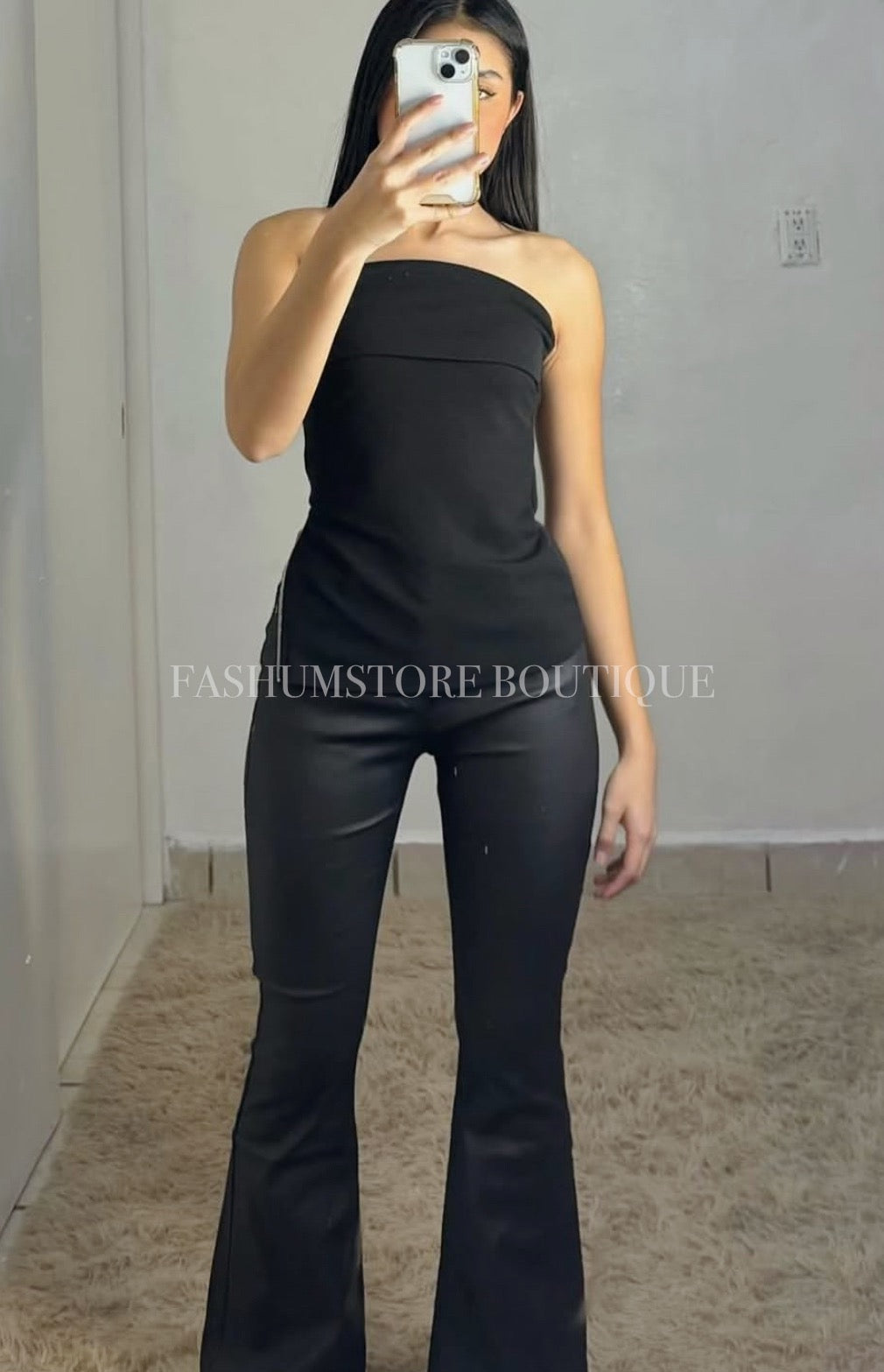 Pantalón flare vinipiel