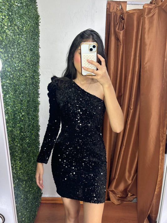 Vestido lentejuelas una manga