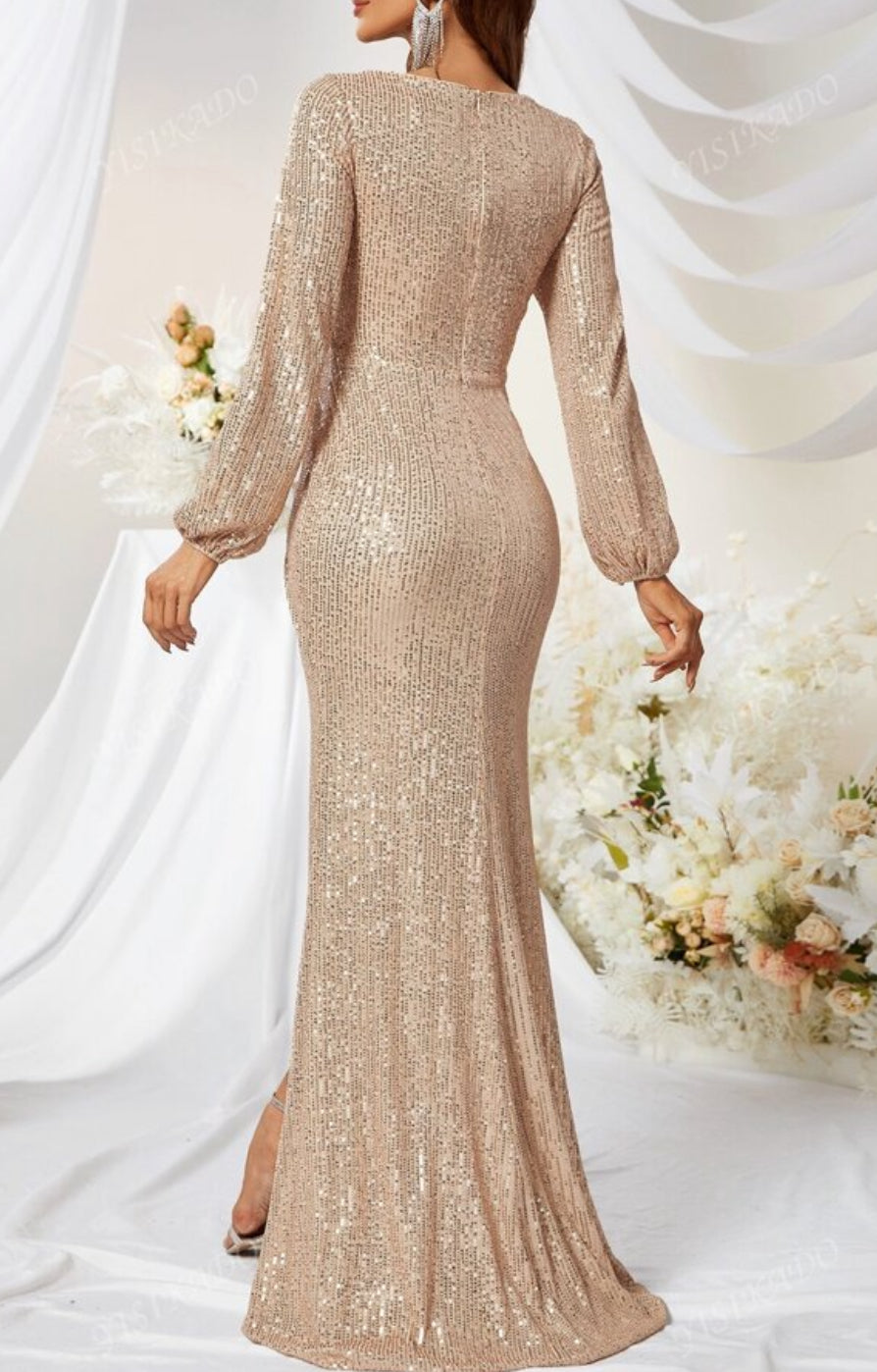 Vestido largo lentejuela talla L