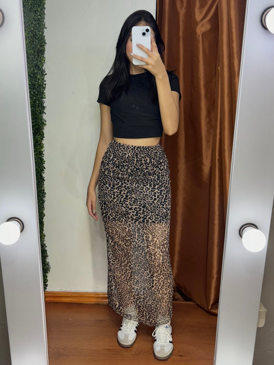 Falda larga diseño animal print