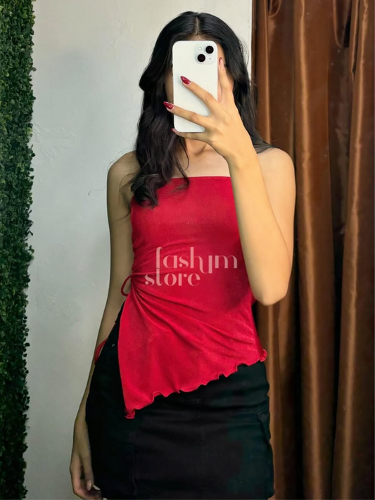 Blusa strapless asimétrica