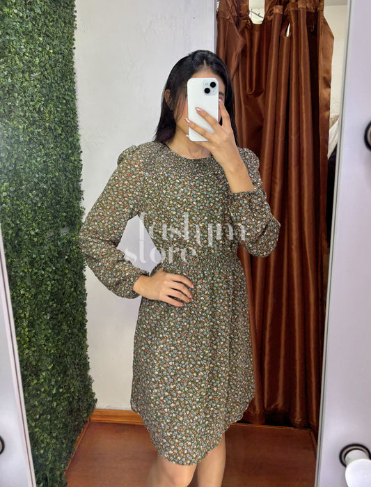 Vestido floreado verde