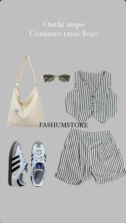 Conjunto rayado short y chaleco