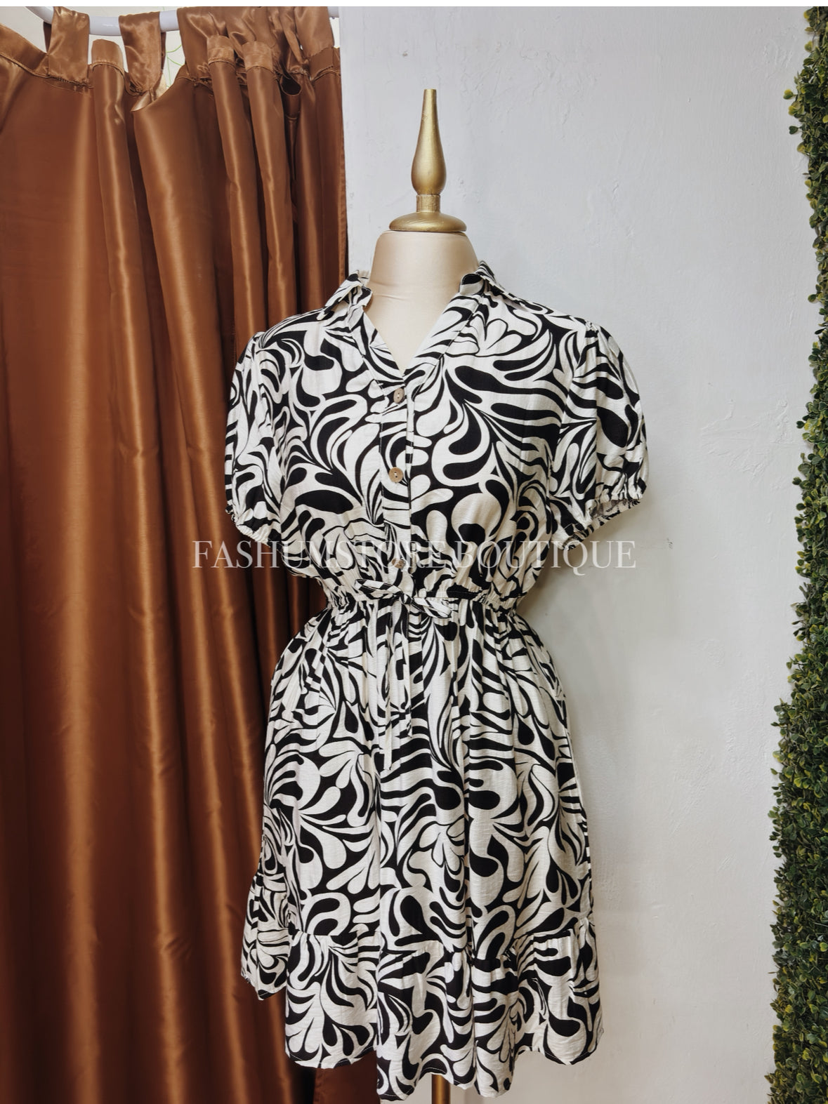 Vestido marmoleado negro y blanco talla XL